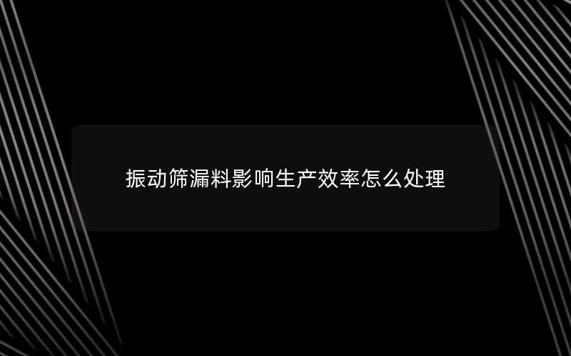 振动筛漏料影响生产效率怎么处理
