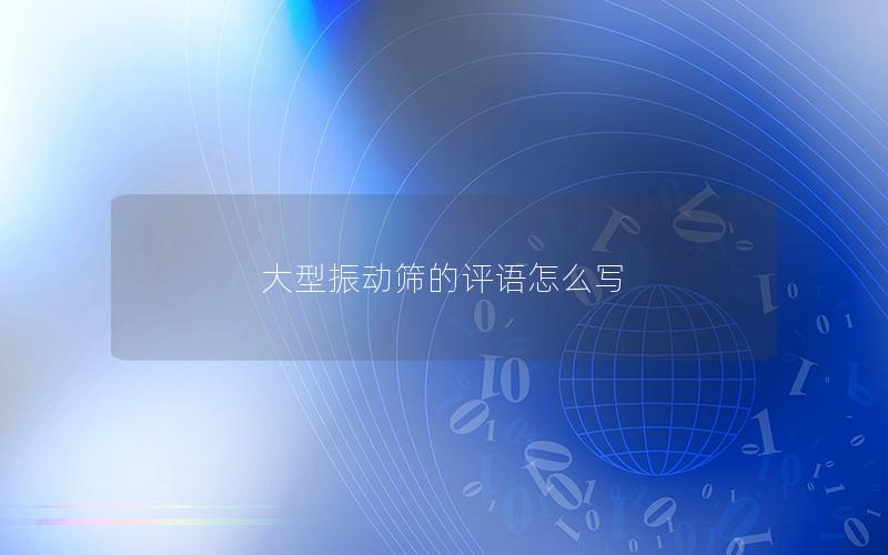 大型振动筛的评语怎么写