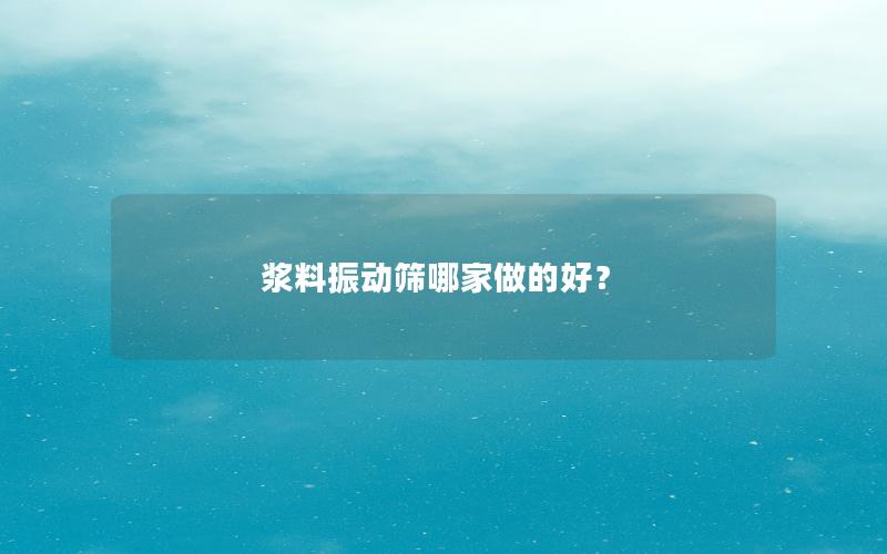 浆料振动筛哪家做的好？